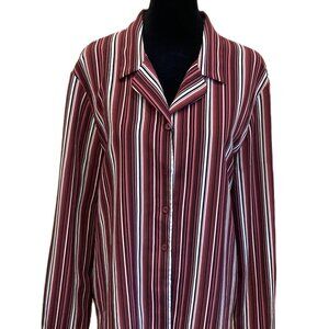 Liz Baker  Striped Shirt Women's  Plus Size 16 100% Polyester Preppy Office Poly